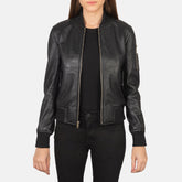 Tarar Black Leather Bomber Jacket